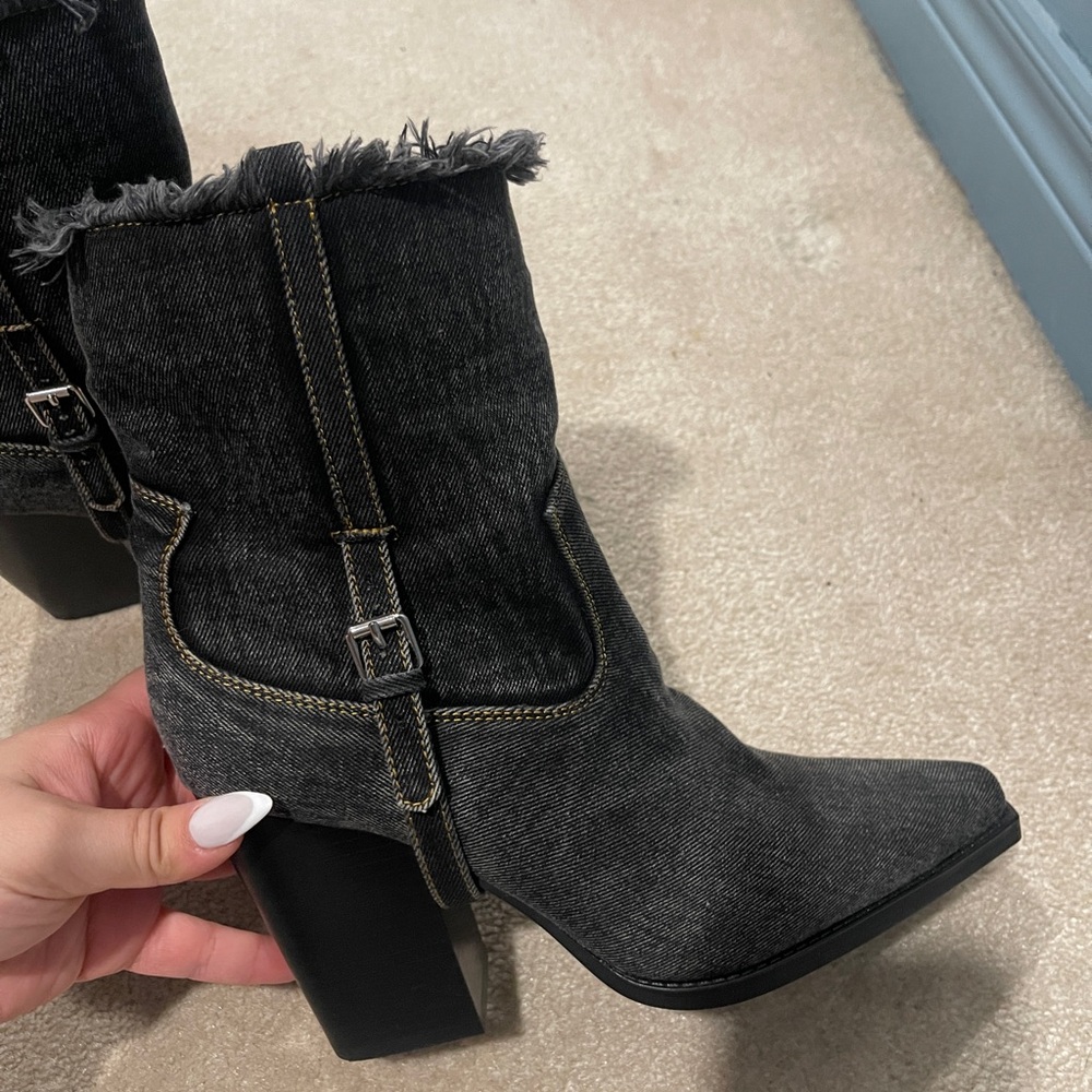Aldo Black Denim Ankle Booties